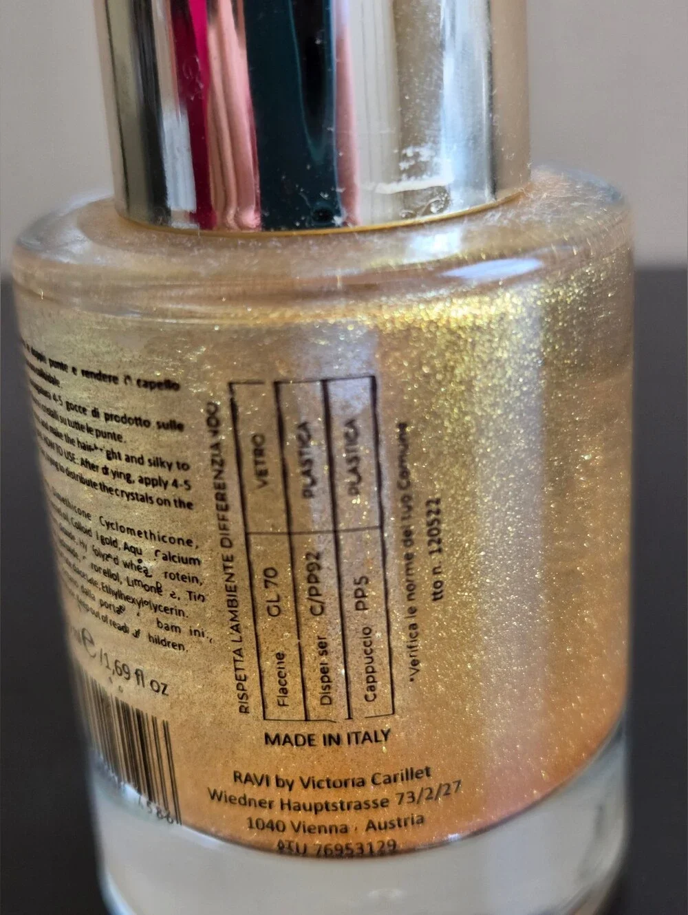 RAVI BORN TO SHINE GOLD CRYSTAL TREATMENT HAIR SERUM 50ML / 1.69 FL OZ NEW